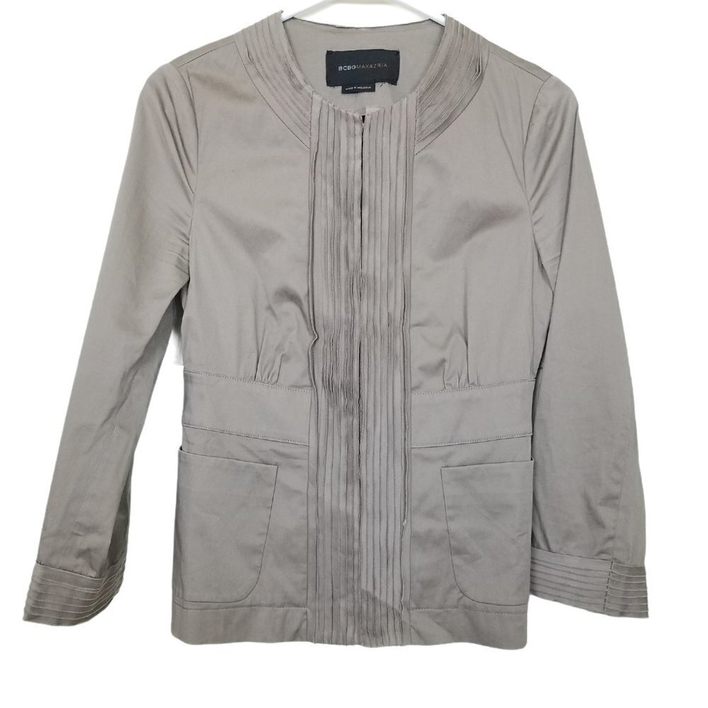 BCBG MaxAzria Olive Green Pintuck Blazer Size XS - Picture 1 of 5